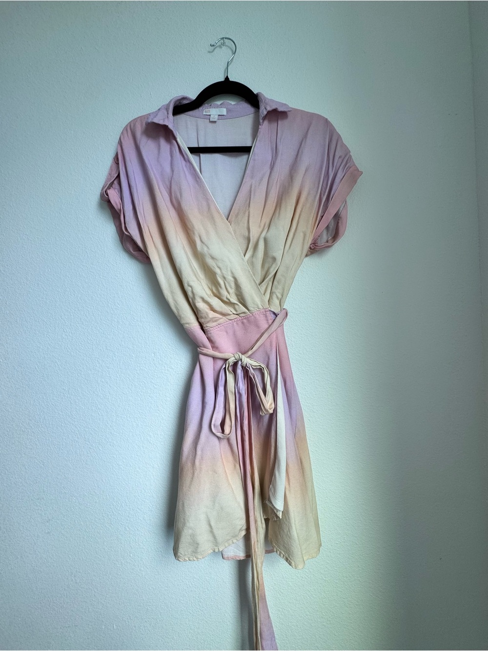 Gianni Bini Pastel Ombre Wrap Dress - Pink & Cream - Picture 2 of 5